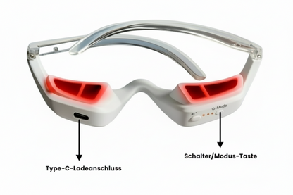 Anwendung der Hautglanz Lumina Pro Rotlicht-Brille für Hautpflege und Regeneration